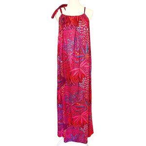 Vintage ‘Mr. B’s of California’ Tropical Pink Maxi Dress with Palm Trees